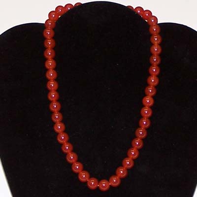 Crystal Necklaces - Carnelian Round Bead Necklace