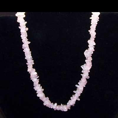 Crystal Necklaces - Rose Quartz Tumbled Chips Necklace