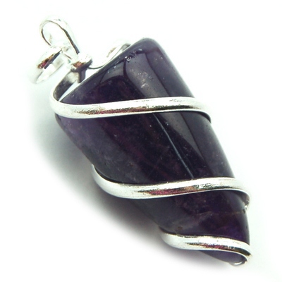 Crystal Pendants - Amethyst Cone Pendant (Wrapped)