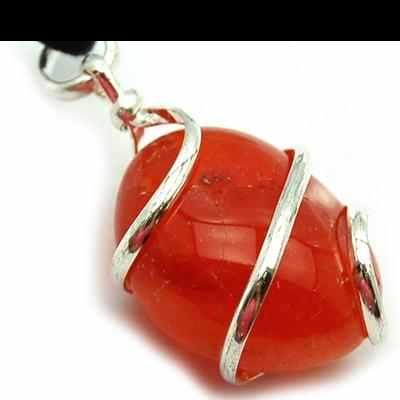 CLEARANCE - Tumbled Red Carnelian (Wrapped) Pendant (India)