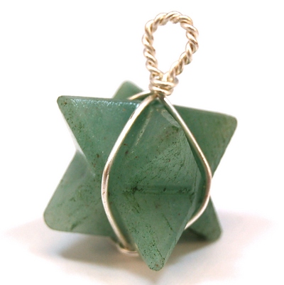 Crystal Pendants - Green Aventurine Merkaba Pendant (Wrapped)