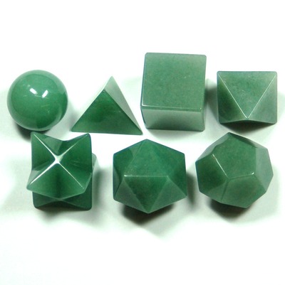 Sacred Geometry - Green Aventurine Platonic Solids (7pcs.)