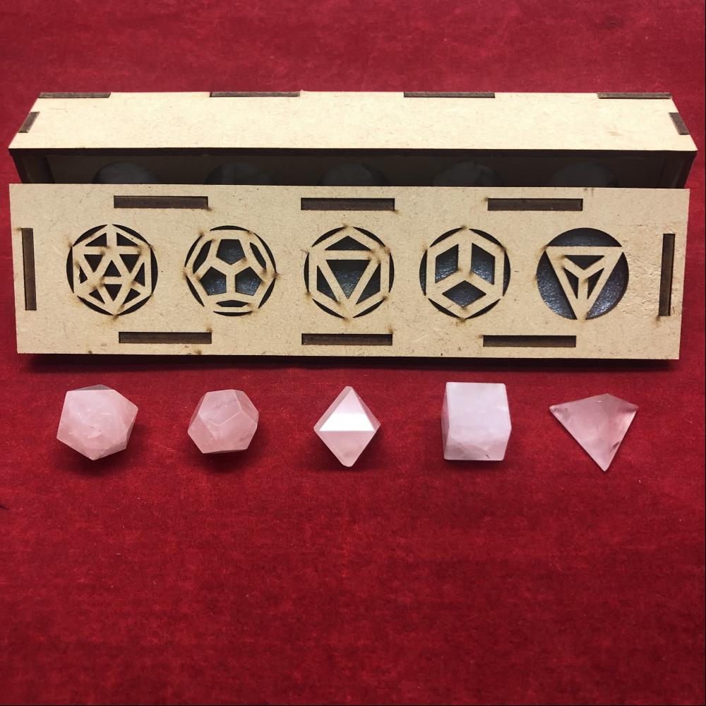 Sacred Geometry - Rose Quartz Platonic Solids (Brazil) - 5pc Set