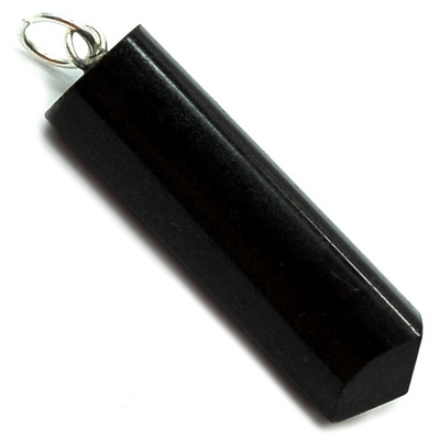 Pendants - Black Tourmaline Pencil Pendant w/Ring (India)