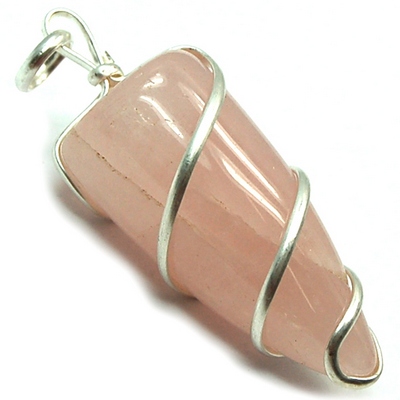Discontinued - Rose Quartz Cone Pendant (Wrapped)