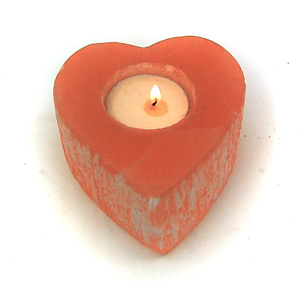 Orange Selenite Heart Shaped Candle Holder