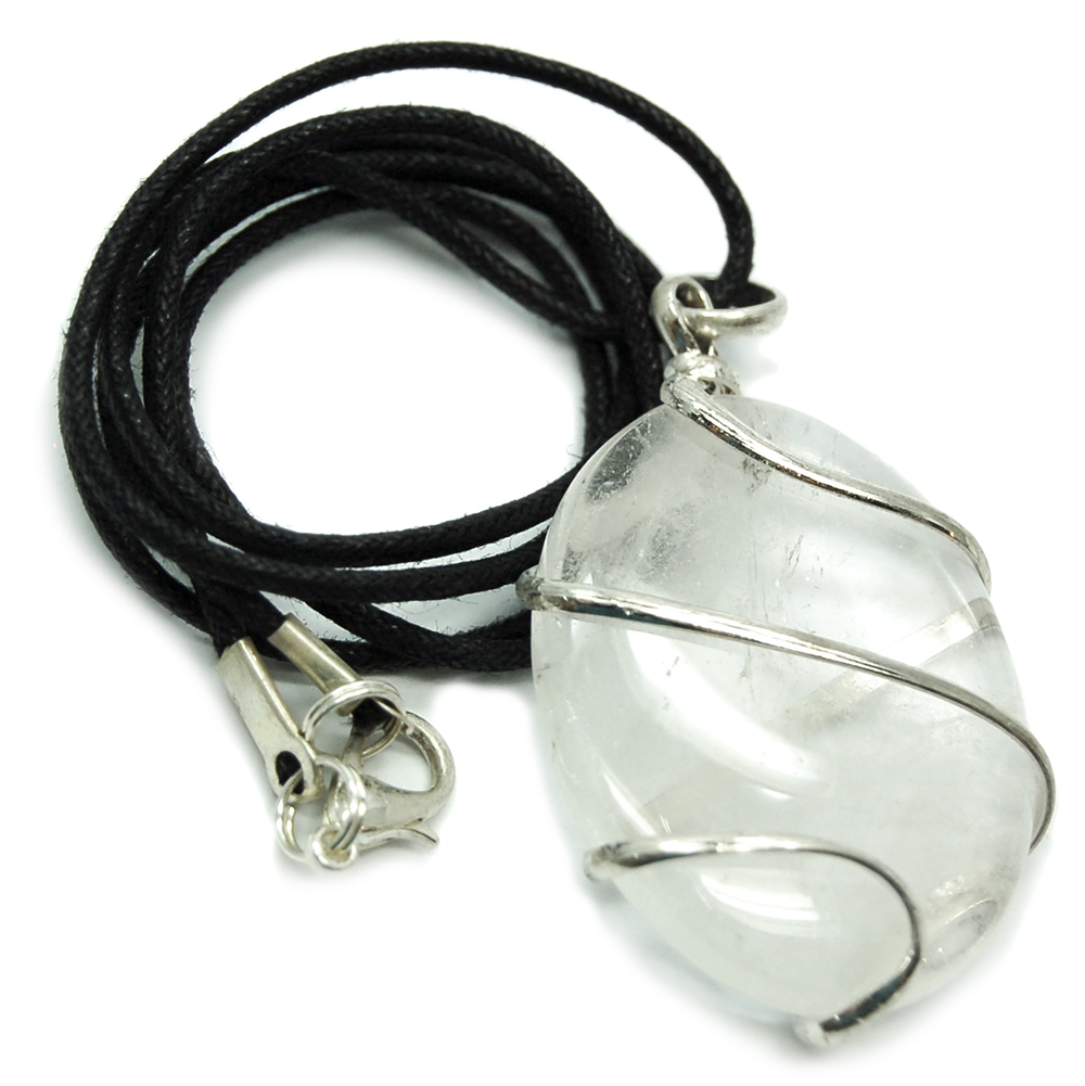 Clear Quartz Wrapped Pendant with cord