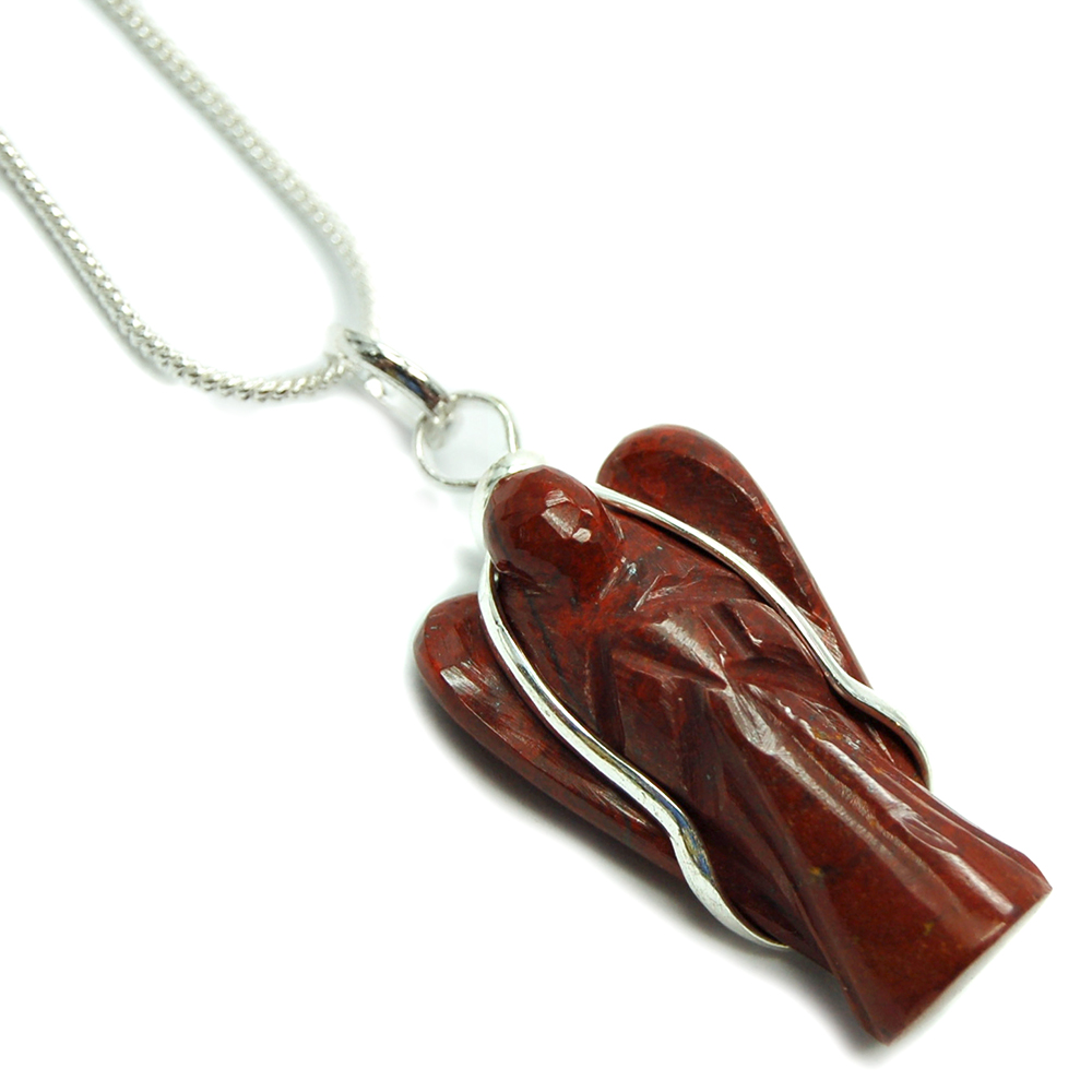 CLEARANCE - Red Jasper Wire-Wrapped Angel Pendant