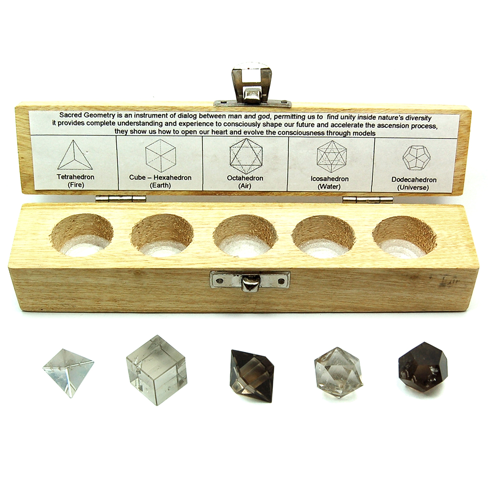 Discontinued - Smokey Quartz Platonic Solids (India) - 5pcs.