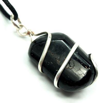 Discontinued - Tumbled Black Tourmaline (Wrapped) Pendant