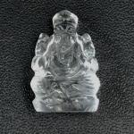 Carved Ganesha Idol - Clear Quartz Ganesha Idol (India)